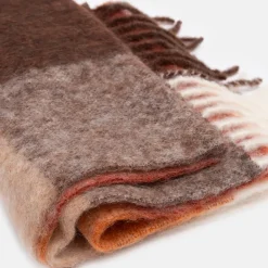 Brown Check Ravenna Wool Mix Scarf><noscript><img width=