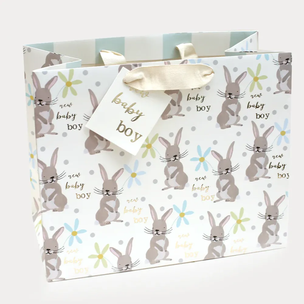Bunny New Baby Boy Landscape Gift Bag>Caroline Gardner Online