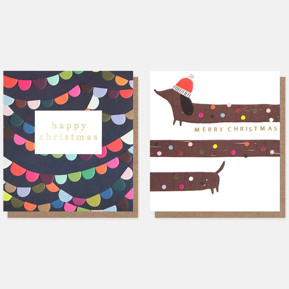 Bunting & Sausage Dog Mixed Charity Christmas Cards Pack of 8>Caroline Gardner Best Sale