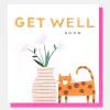 Cat & Flowers In Vase Get well Soon Card>Caroline Gardner Hot
