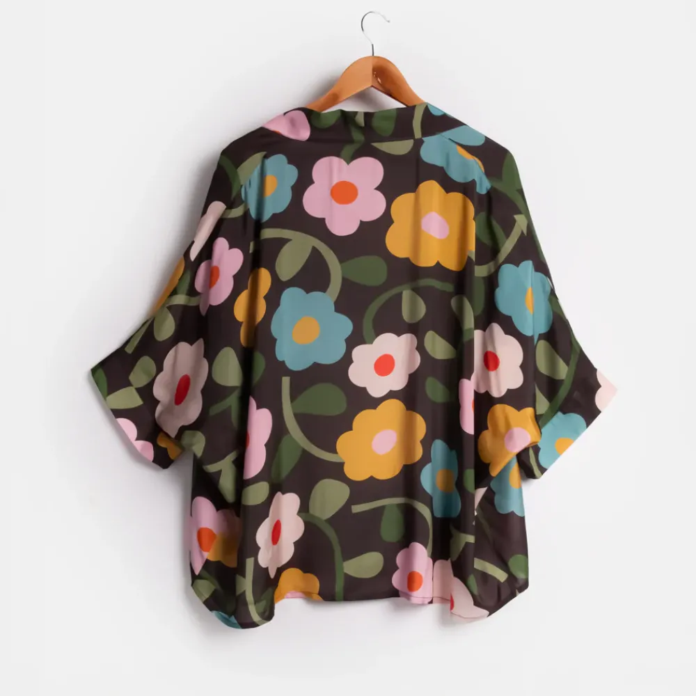 Charcoal Bloom Short Kimono>Caroline Gardner Cheap
