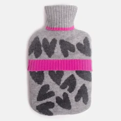 Charcoal Hearts Merino Hot Water Bottle>Caroline Gardner Outlet