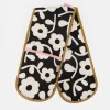 Charcoal Mono Floral Double Oven Glove>Caroline Gardner Store