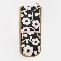 Charcoal Mono Floral Double Oven Glove>Caroline Gardner Store