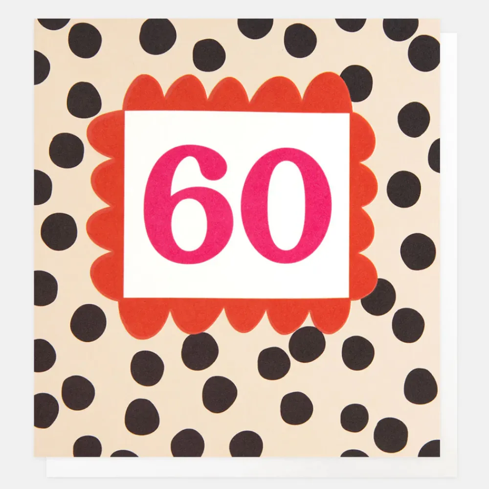Charcoal Polka Dot 60th Birthday Card>Caroline Gardner Shop