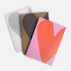 Colourblock Hearts Set Of 3 Notebooks><noscript><img width=
