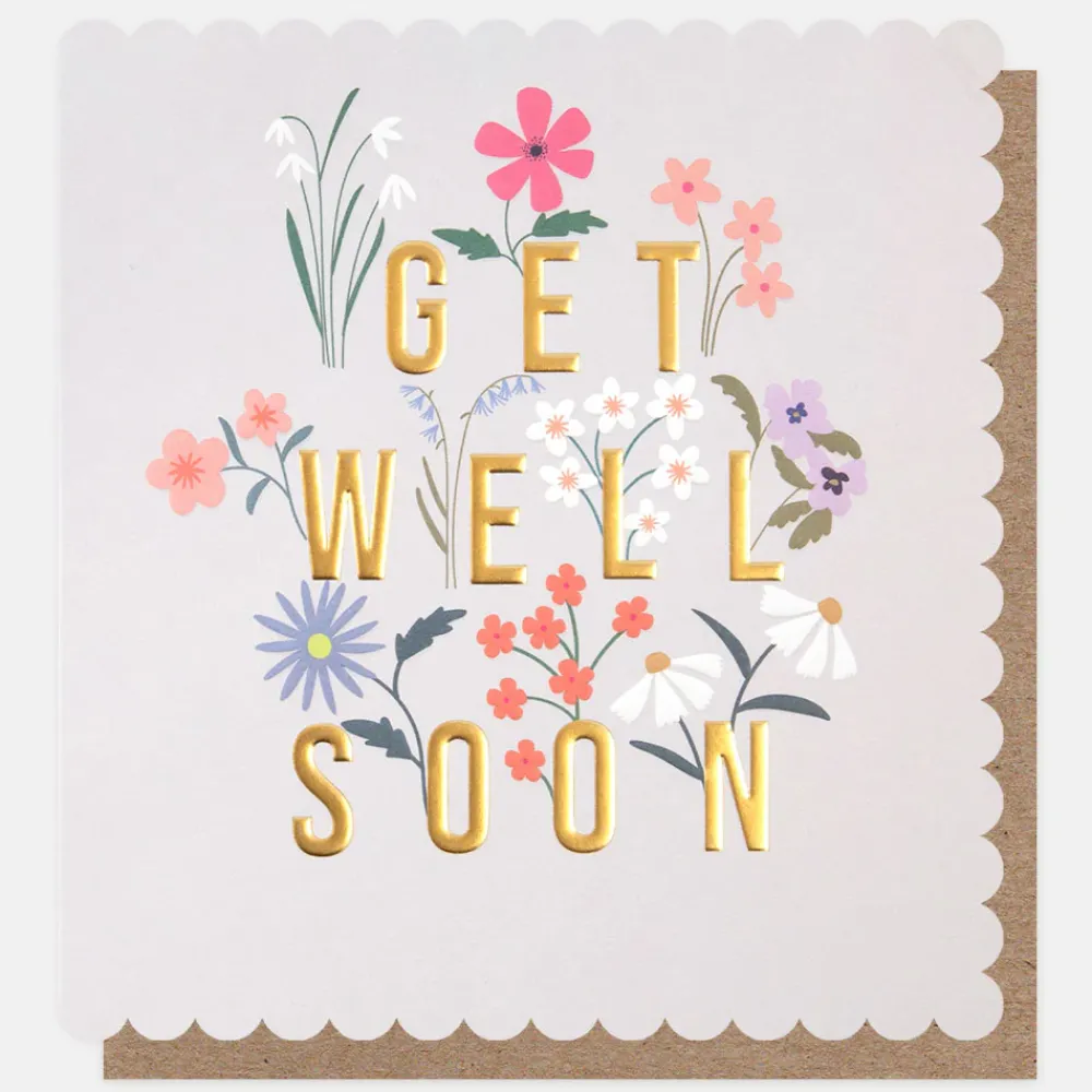 Colourful Flowers Get Well Soon Card>Caroline Gardner Clearance