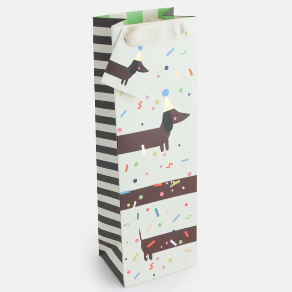 Confetti Sausage Dog Bottle Gift Bag>Caroline Gardner Outlet