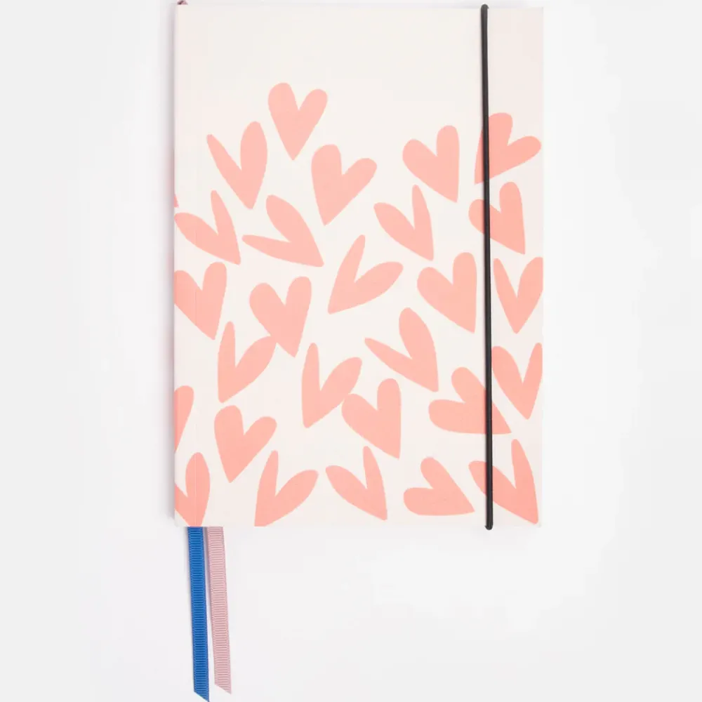 Coral Hearts Soft Cover A5 Notebook>Caroline Gardner Outlet