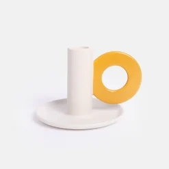 Cream/Mustard Loop Stoneware Candle Holder>Caroline Gardner Fashion