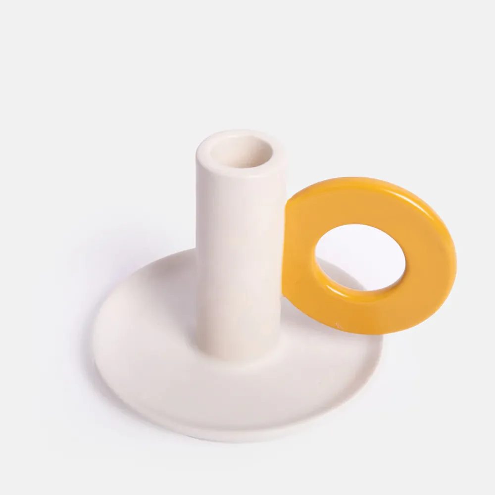 Cream/Mustard Loop Stoneware Candle Holder>Caroline Gardner Fashion