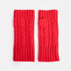 Crimson Cashmere Cable Knit Wrist Warmers>Caroline Gardner Shop