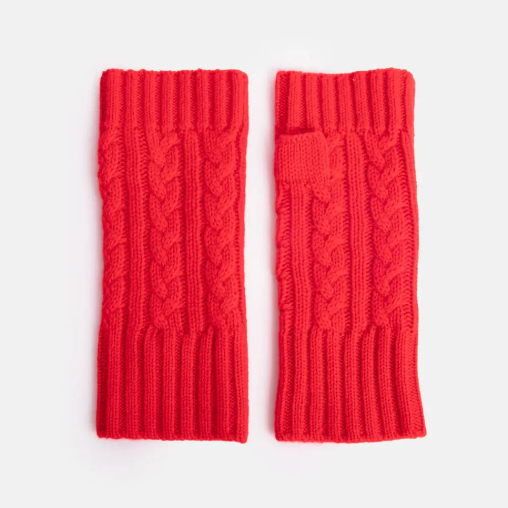 Crimson Cashmere Cable Knit Wrist Warmers>Caroline Gardner Shop
