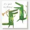 Crocodiles With Trumpet Birthday Card>Caroline Gardner Best