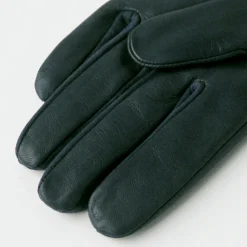Dark Green Leather Cashmere-Lined Gloves>Caroline Gardner New