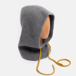 Dark Grey/Mustard Cashmere Balaclava Hood>Caroline Gardner Outlet