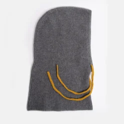 Dark Grey/Mustard Cashmere Balaclava Hood>Caroline Gardner Outlet