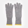 Dark Grey/Yellow Cashmere Gloves>Caroline Gardner Hot
