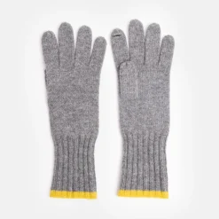 Dark Grey/Yellow Cashmere Gloves>Caroline Gardner Hot