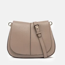 Dove Grey Leather Helena Saddle Bag><noscript><img width=