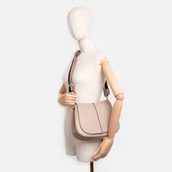 Dove Grey Leather Helena Saddle Bag><noscript><img width=