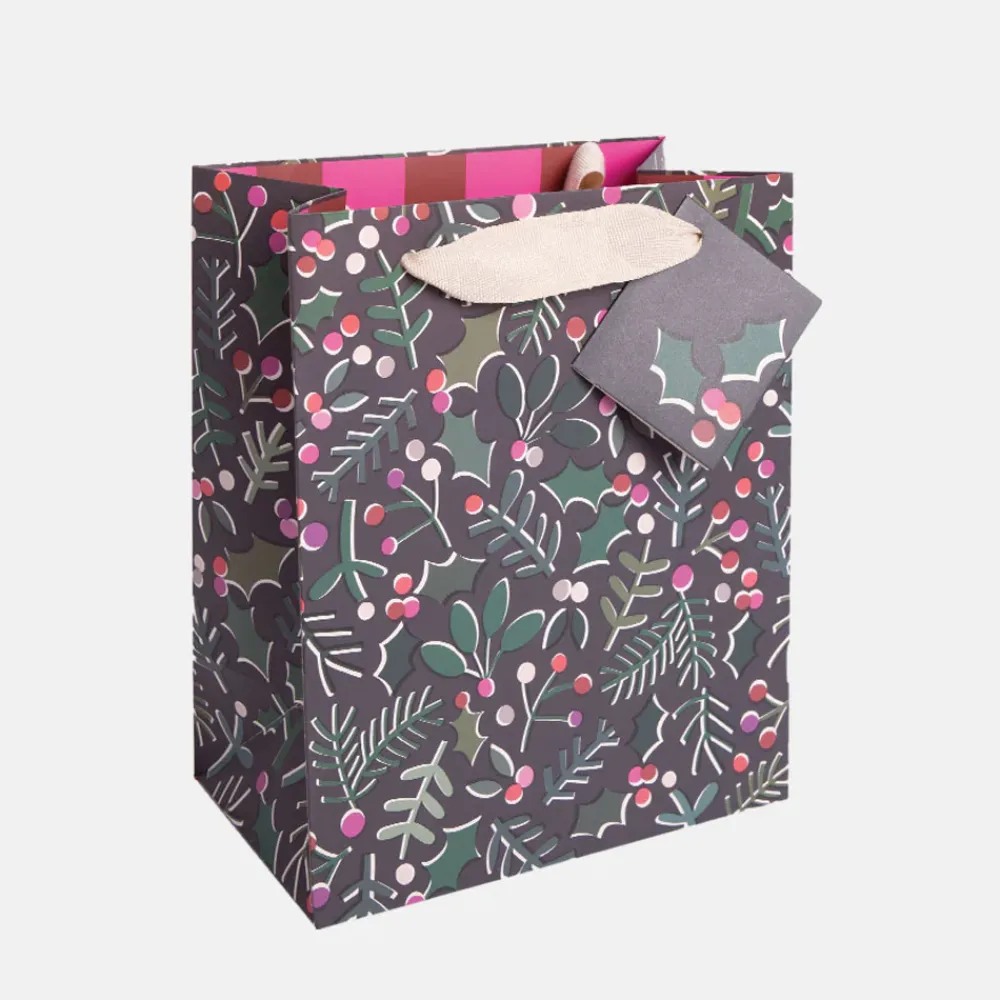Festive Foliage Medium Christmas Gift Bag>Caroline Gardner Best