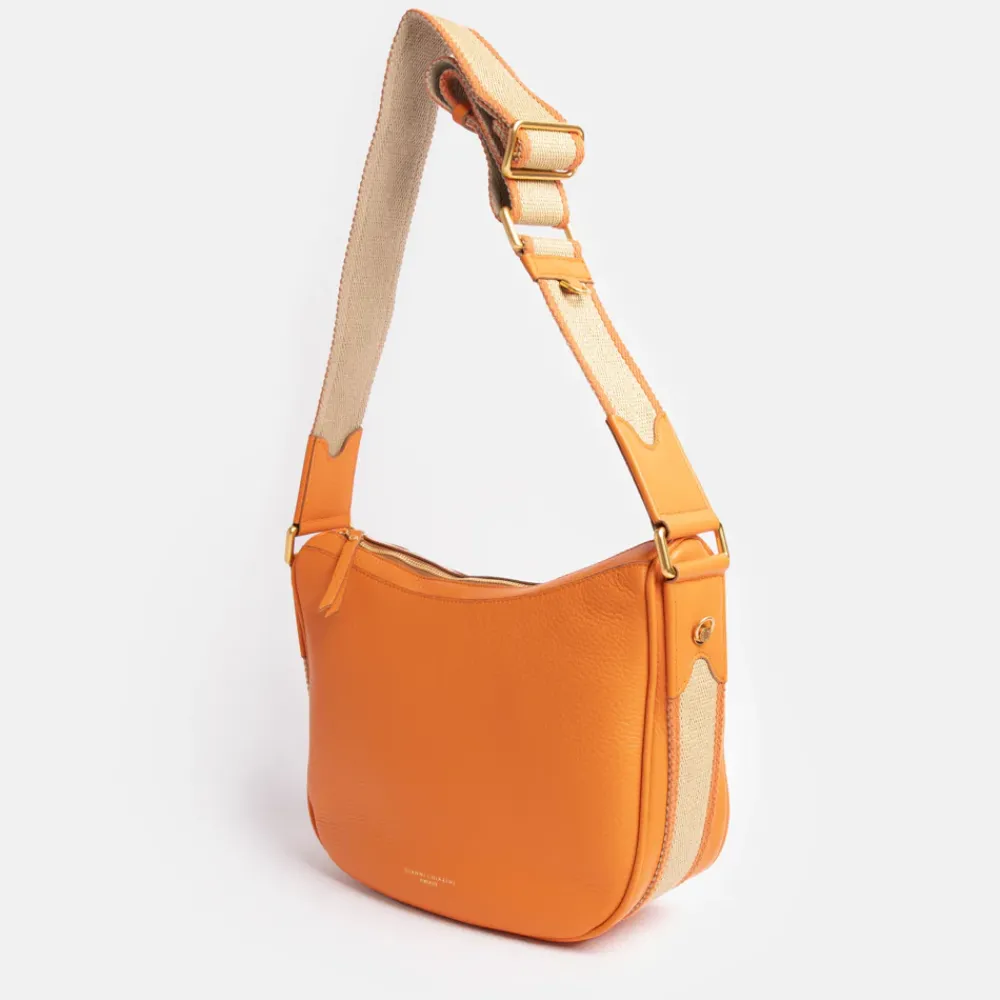 Flame Orange Leather Armonia Shoulder Bag>Caroline Gardner Outlet