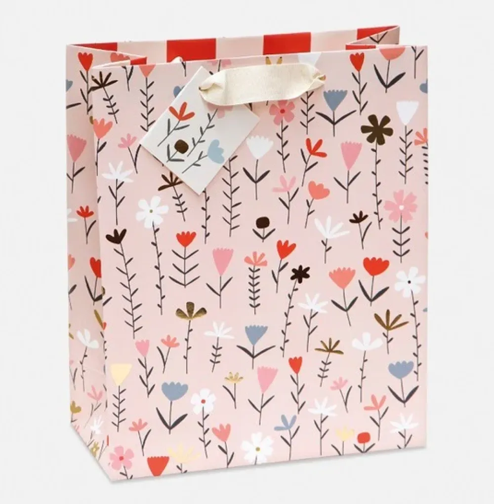 Fleur Pink Floral Large Gift Bag>Caroline Gardner Outlet