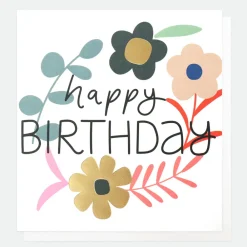 Floral Happy Birthday Card>Caroline Gardner New
