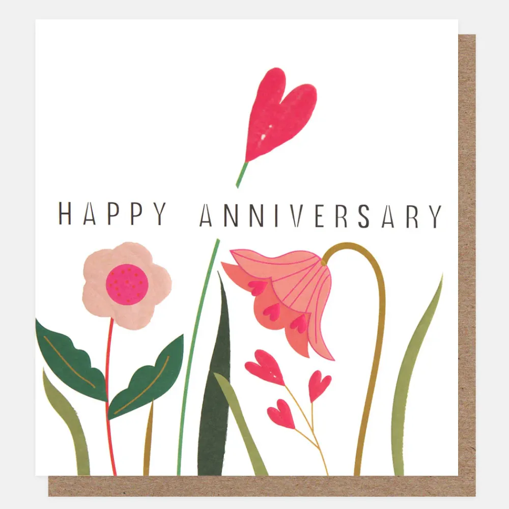 Flowers & Hearts Happy Anniversary Card>Caroline Gardner Clearance