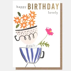 Flowers & Teacups Happy Birthday Lovely Card>Caroline Gardner Fashion