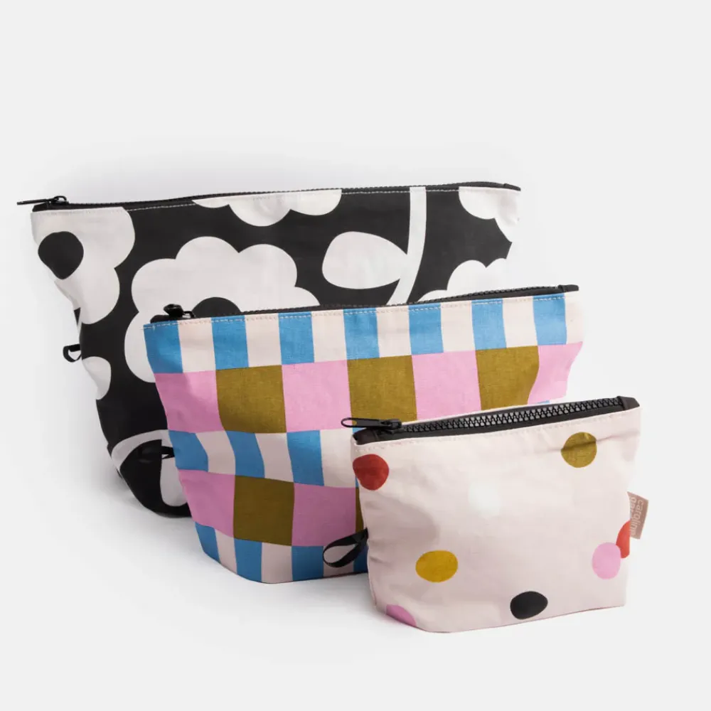 Flower/Stripe/Dotty Set of 3 Travel Pouches>Caroline Gardner Cheap