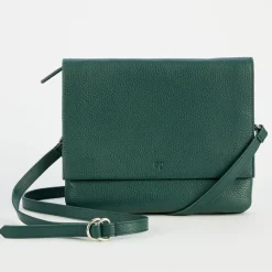 Forest Green Pebble Leather Hoxton Satchel Bag>Caroline Gardner Outlet