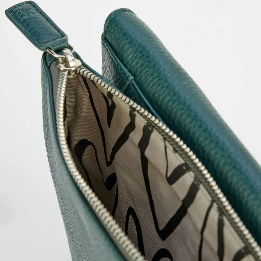 Forest Green Pebble Leather Hoxton Satchel Bag>Caroline Gardner Outlet