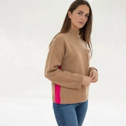 Fudge/Pink Merino & Cashmere Jumper>Caroline Gardner Hot