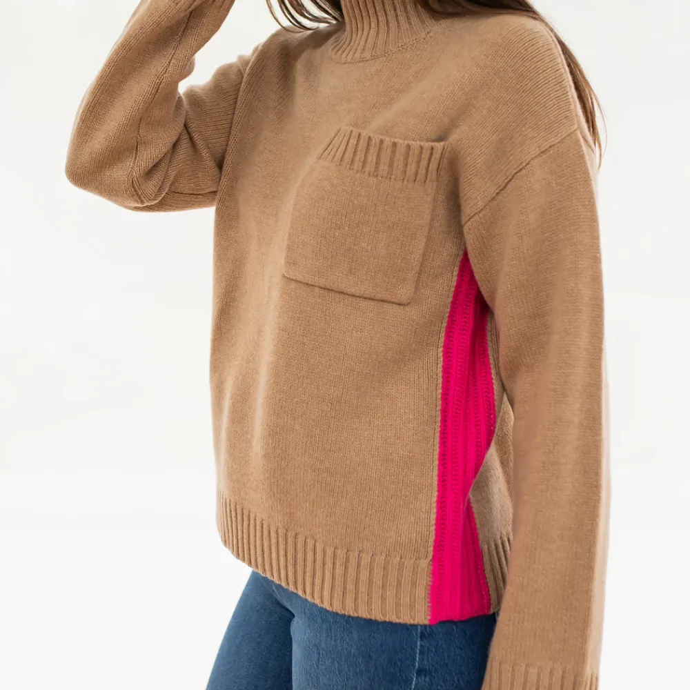 Fudge/Pink Merino & Cashmere Jumper>Caroline Gardner Hot
