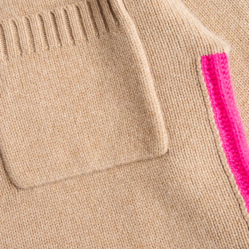 Fudge/Pink Merino & Cashmere Jumper>Caroline Gardner Hot