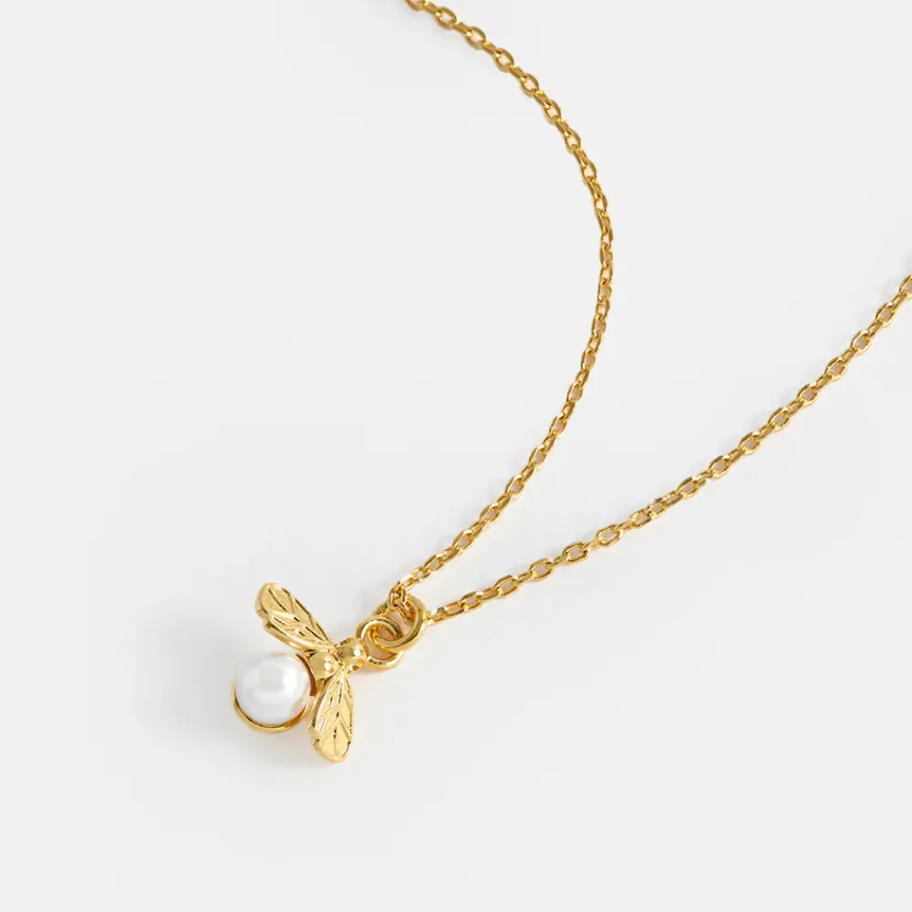 Gold & Pearl Bee Pendant Necklace>Caroline Gardner Cheap