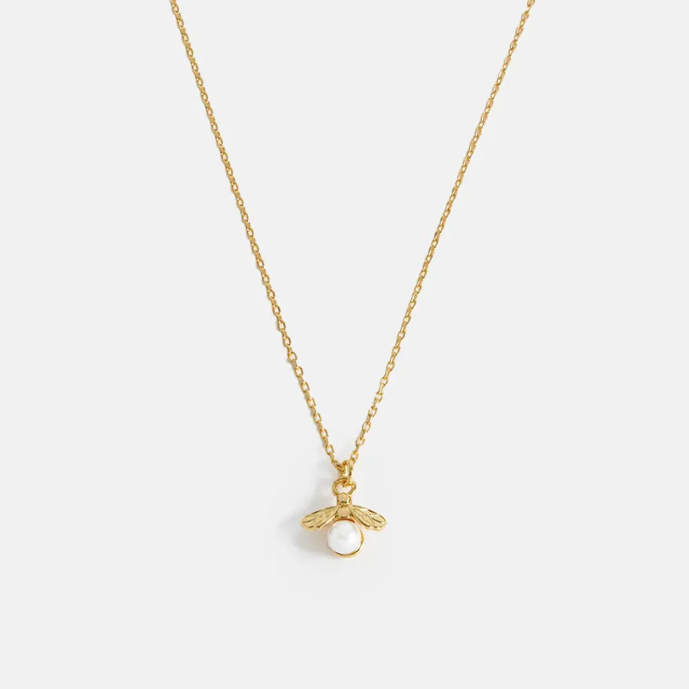 Gold & Pearl Bee Pendant Necklace>Caroline Gardner Cheap