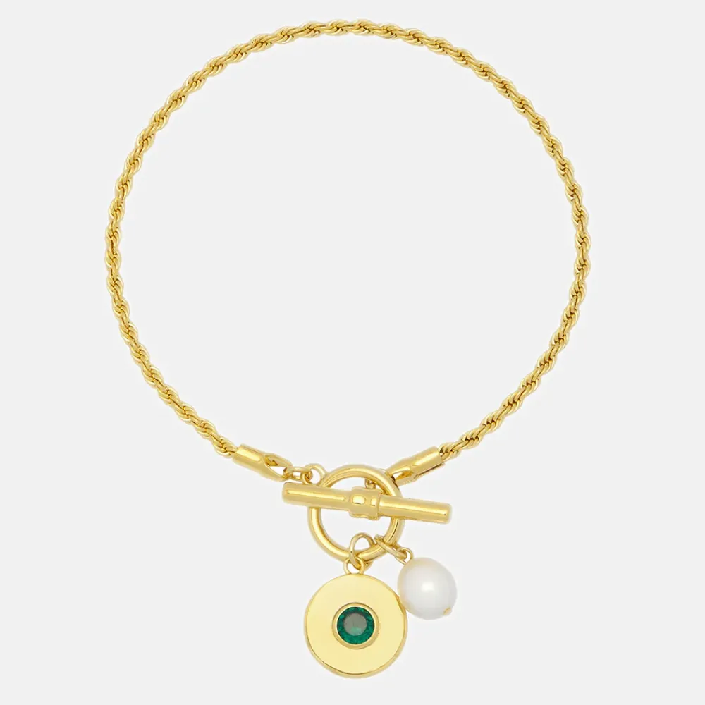 Gold & Pearl T Bar Rope Bracelet>Caroline Gardner Outlet