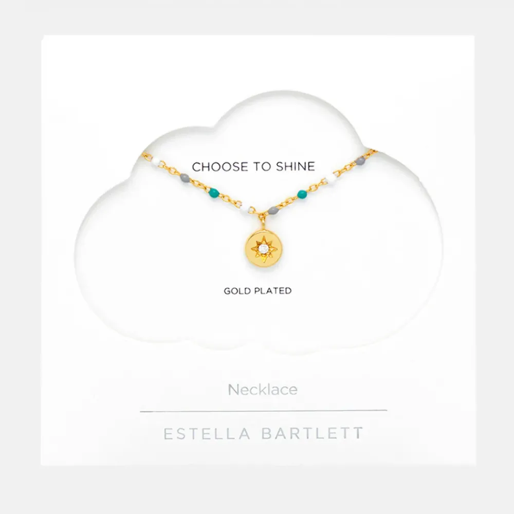 Gold Beaded & Disc Pendant Necklace>Caroline Gardner New