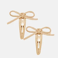 Gold Bow Hair Clips Set of 2>Caroline Gardner Online