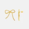 Gold CZ Bow Tennis Earrings>Caroline Gardner Online
