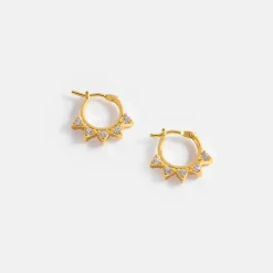 Gold CZ Bunting Huggie Earrings>Caroline Gardner Shop