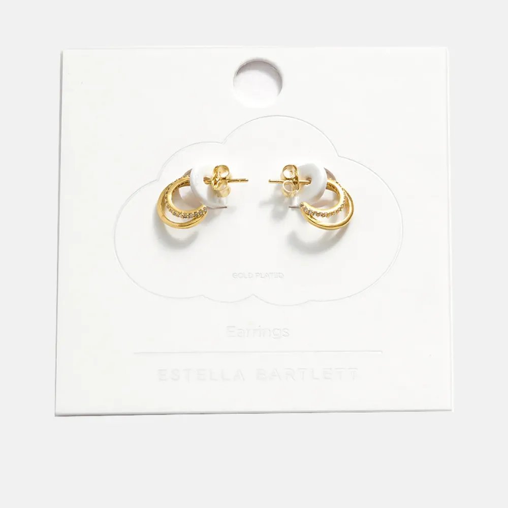 Gold Double Hoop CZ Earrings>Caroline Gardner New