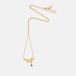 Gold Floral Bee Green Droplet Necklace>Caroline Gardner Best Sale