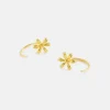 Gold Flower Thread Through Hoop Earrings>Caroline Gardner Store
