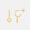 Gold Heart Drop Hoop Earrings>Caroline Gardner Discount
