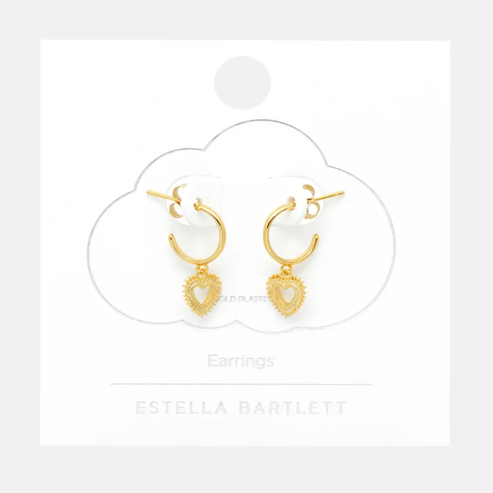 Gold Heart Drop Hoop Earrings>Caroline Gardner Discount
