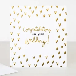 Gold Hearts Wedding Card>Caroline Gardner Best